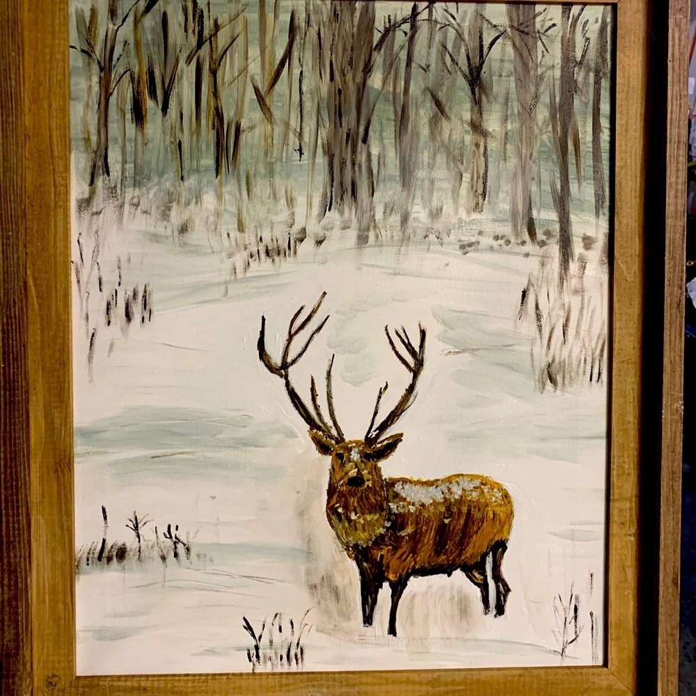 “Silence” Original Acrylic Painting on Canvas Framed 16x20 inches